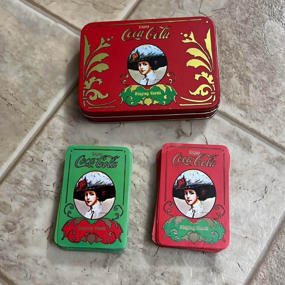 Vintage Coca-Cola Tin with 2 Playing card decks